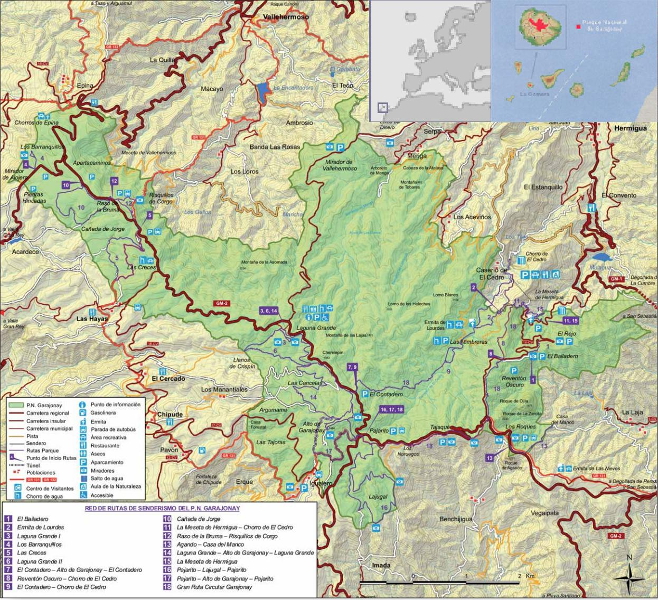 Parque Nacional de Garajonay | Senderismo | La Gomera | Mapa